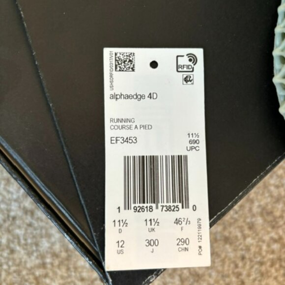 Adidas Alphaedge 4D Core Black/Core Black/Carbon Size 12 - Picture 4 of 11